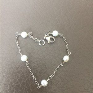 Sterling Silver Genuine Pearl Bracelet